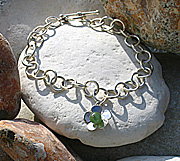 Sterling silver flower bracelet with aventurine