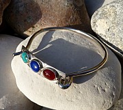Sterling silver bracelet with turquoise, lapis and carnelian