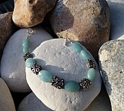 Bracelet with amazonite and sterling silver ethnic beads