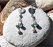 Sterling silver earrings with freshwater pearls, aventurine and mother of pearl
