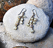 Mother of pearl and freshwater pearl earrings