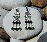 Sterling silver earrings with erinite and indigo blue Swarovski crystals