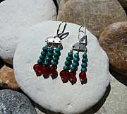 Sterling silver earrings with turquoise and carnelian