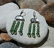 Sterling silver hammered earrings with erinite Swarovski crystals