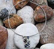 Sterling silver choker with grey, silver and white freshwater pearls