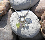 Sterling silver heart necklace with soo chow jade, ametrine, lemon quartz and crystal quartz