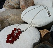 Sterling silver necklace with carnelian on snake chain