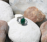 Sterling silver ring with green onyx