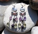 Sterling silver earrings with freshwater pearls, ametrine and lemon quartz