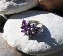 Sterling silver ring with amethysts and silver freshwater pearls