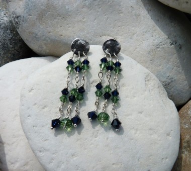 Sterling silver earrings with erinite and indigo blue opals